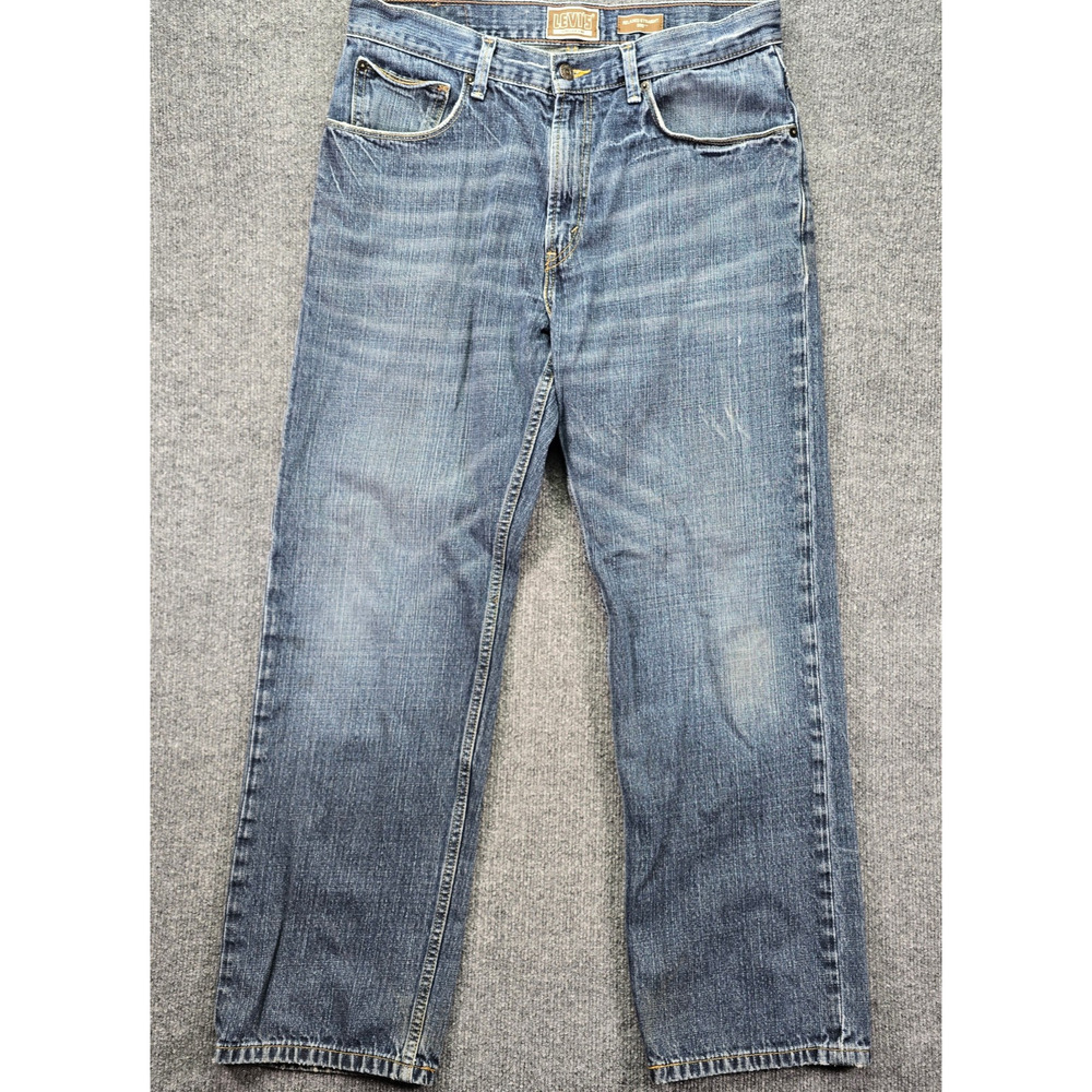 Levis 559 Jeans 34x32 (33x30) Medium Wash Blue Denim Relaxed Straight Whiskering